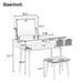 Giga classic wood makeup vanity set with flip-top mirror, three drawers, matching stool, and ample storage space.