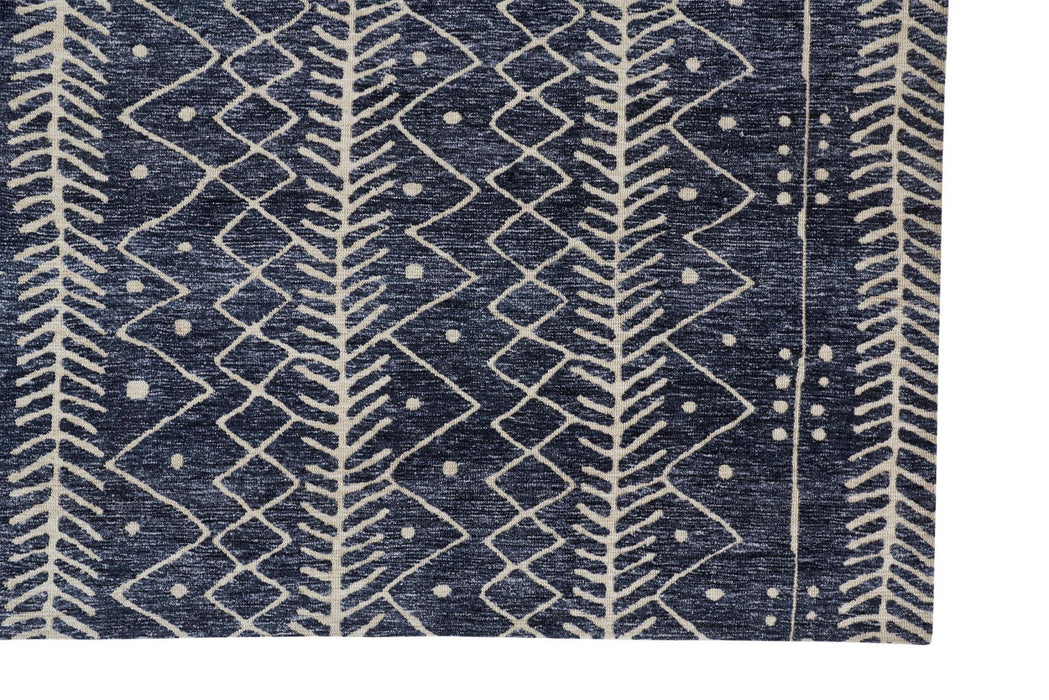10' x 13' Striped Stain Resistant Area Rug - Blue And Ivory