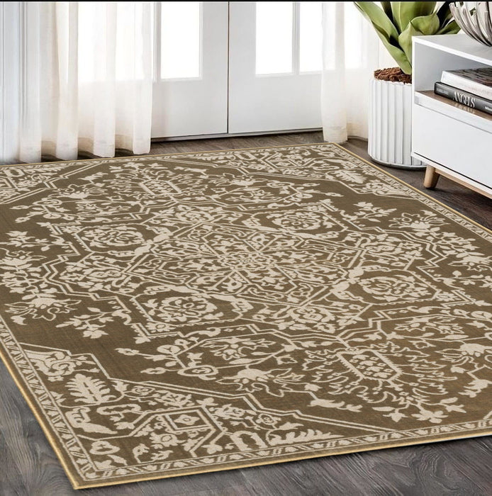 5' X 8' Oriental Area Rug - Gold And Beige