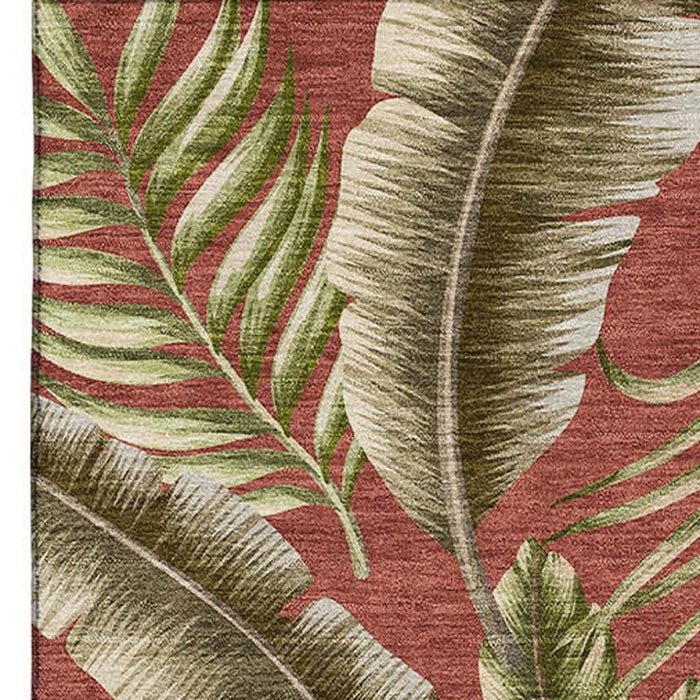 8' X 10' Geometric Washable Area Rug With UV Protection - Cinnamon