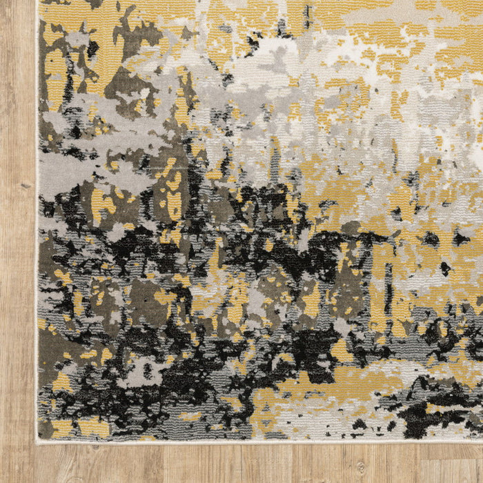 8' x 11' Abstract Power Loom Stain Resistant Area Rug - Gray Gold Beige Black And Brown