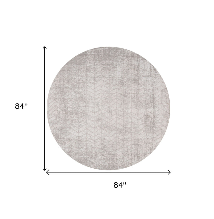 8' Round Chevron Non Skid Area Rug - Gray And White