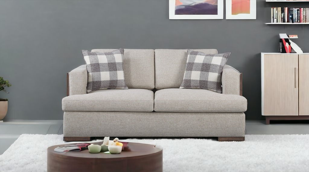 Linen Loveseat - Beige / Brown