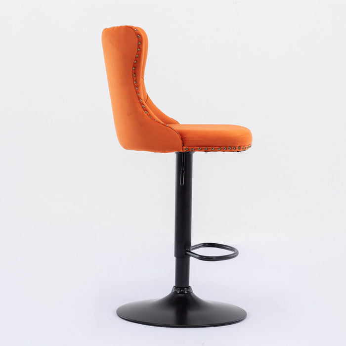 Set of 2 Giga modern upholstered swivel barstools with adjustable height, tufted backs, ideal for kitchen island or home pub.