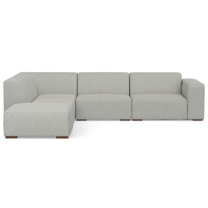 116" 2 Piece Living Room Set Fabric Sofa With Ottoman With Brown Legs - Gray