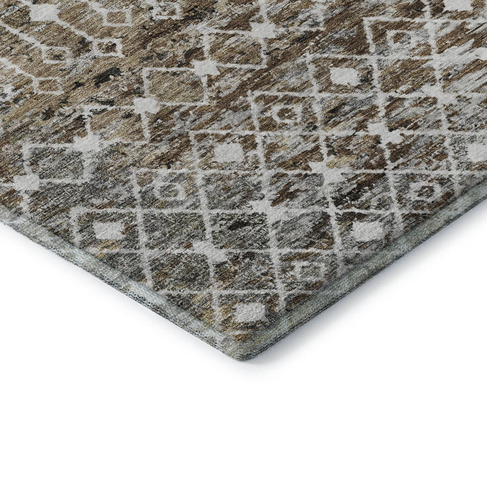 10' X 14' Geometric Washable Area Rug With UV Protection (695636) - Brown / Ivory / Gray