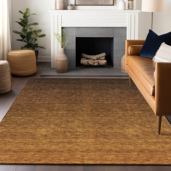 10' X 14' Ombre Washable Area Rug With UV Protection - Chocolate And Gray