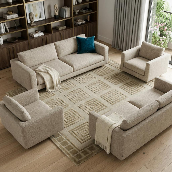 8' X 10' Wool Geometric Hand Knotted Area Rug (744255) - Green / Brown