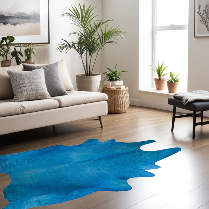 72" x 84" Cowhide - Rug - Sky Blue