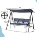 Blue Giga steel 3-seater patio swing with canopy, featuring a sturdy frame and comfortable seating for outdoor relaxation.