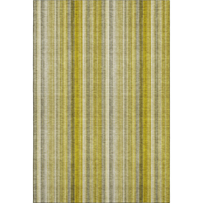 10' X 14' Striped Washable Area Rug With UV Protection (648376) - Gold / Ivory