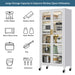 Giga 6-tier storage cabinet with transparent doors, adjustable shelves, and wheels for easy mobility.