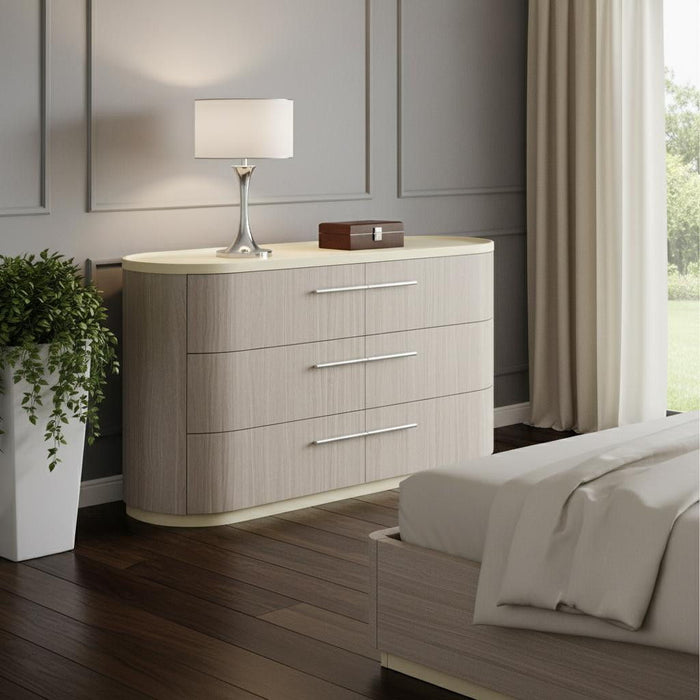 60" Wood Six Drawer Double Dresser - Beige