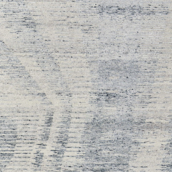 3' x 5' Abstract Hand Knotted Worn Faded Area Rug - Ivory Gray And Blue