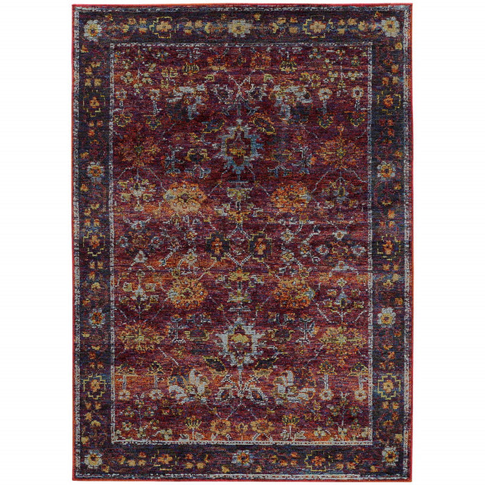 10' x 13' Oriental Power Loom Area Rug - Red Purple