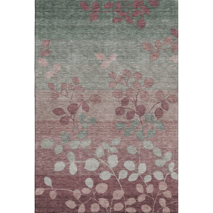 10' X 14' Floral Washable Area Rug With UV Protection (707479) - Blush / Emerald