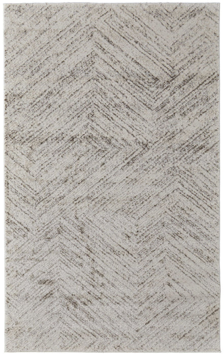10' x 14' Geometric Power Loom Polypropylene Area Rug - Ivory And Brown
