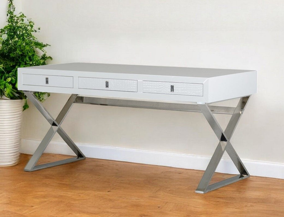 Crocodile MDF And Steel Desk - White