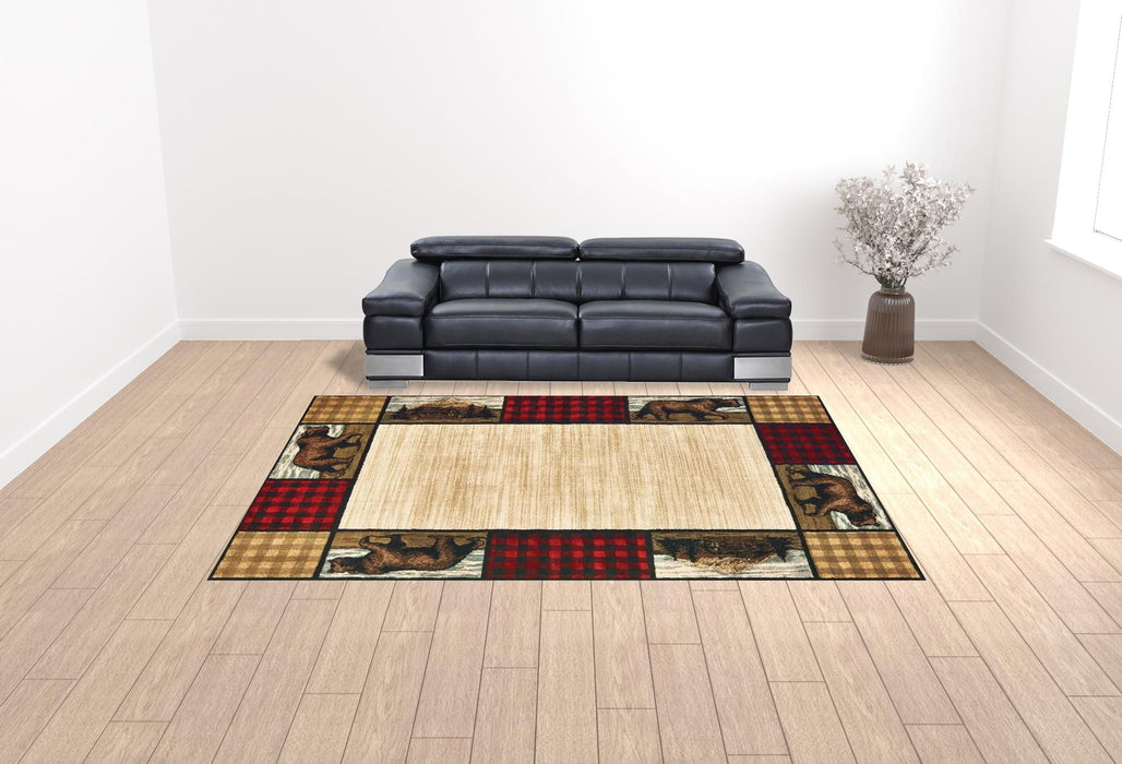 10' x 13' Southwestern Power Loom Stain Resistant Area Rug - Ivory