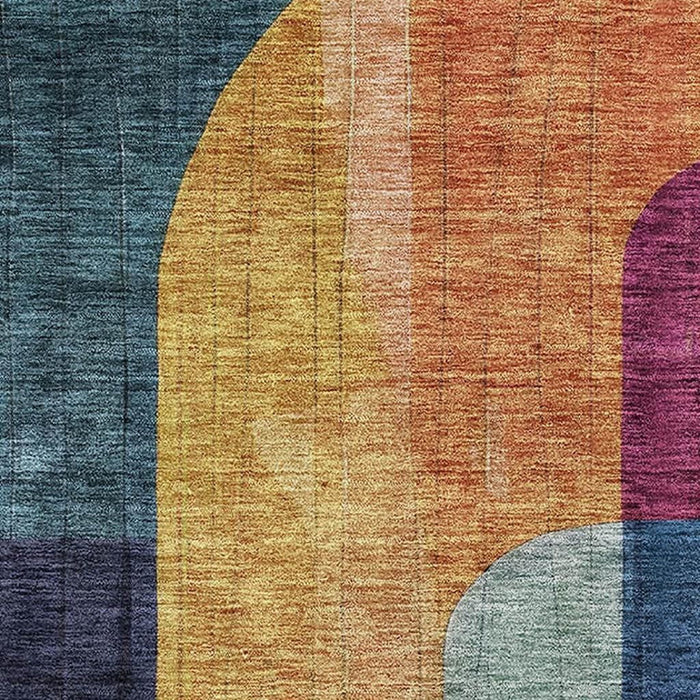10' X 14' Abstract Geometric Washable Area Rug With UV Protection (685258) - Green / Blue / Pink