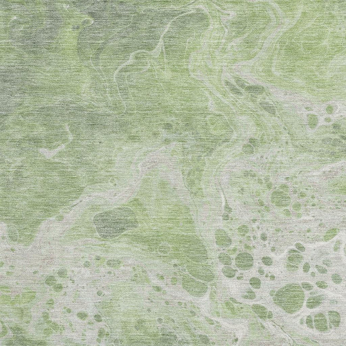 10' X 14' Abstract Washable Area Rug With UV Protection (697728) - Artichoke Green / Ivory / Gray