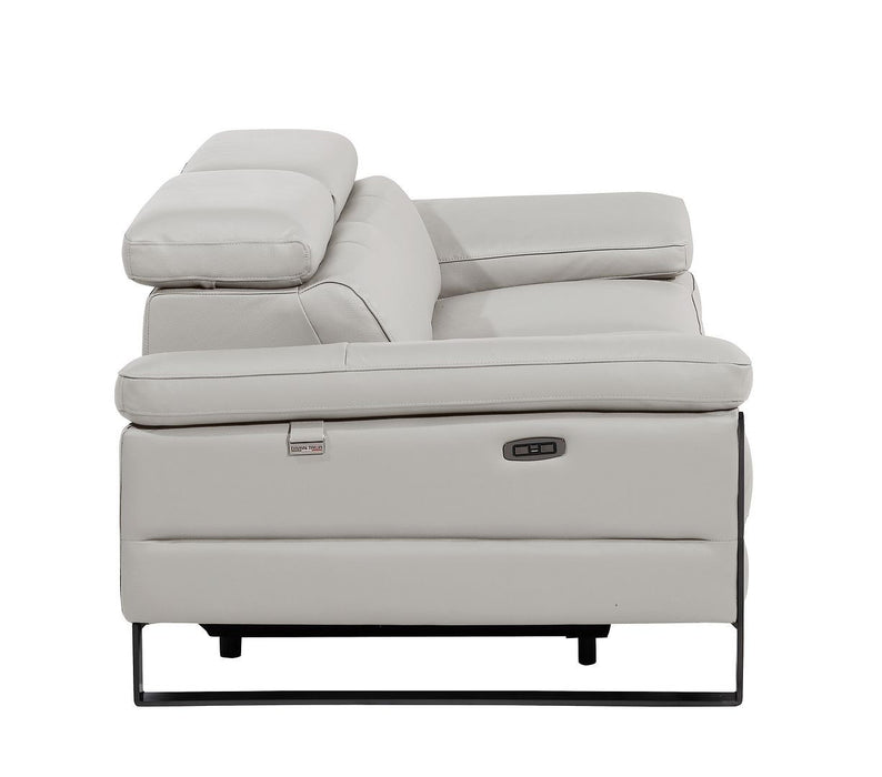 Italian Leather Power Reclining Loveseat (720501) - Light Gray / Black