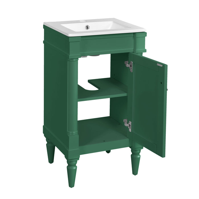 Giga bathroom vanity with sink, storage cabinet with door, compact freestanding design, ideal for modern bathrooms.