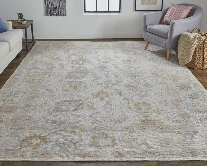 5' x 8' Floral Hand Knotted Area Rug - Ivory