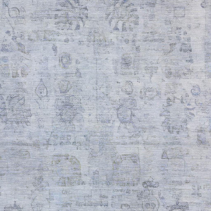 10' X 14' Oriental Washable Area Rug With UV Protection (700787) - Sky Blue / Gray