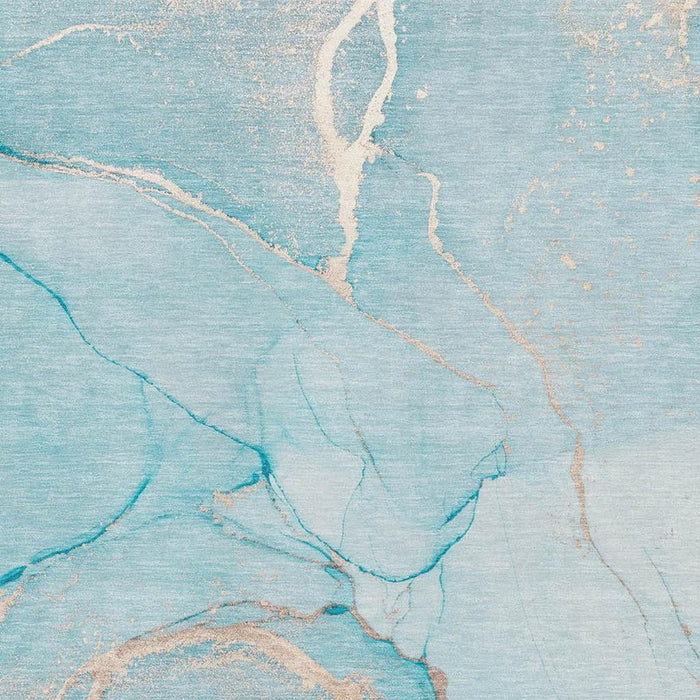 8' X 10' Abstract Washable Area Rug With UV Protection (646970) - Teal / Ivory