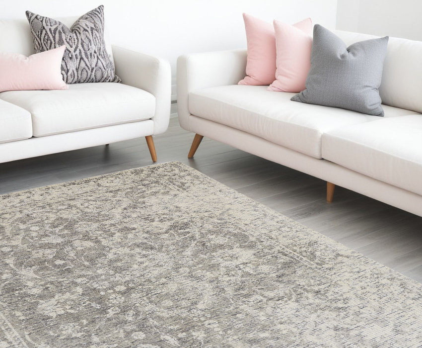 10' x 13' Abstract Hand Woven Area Rug - Ivory And Gray