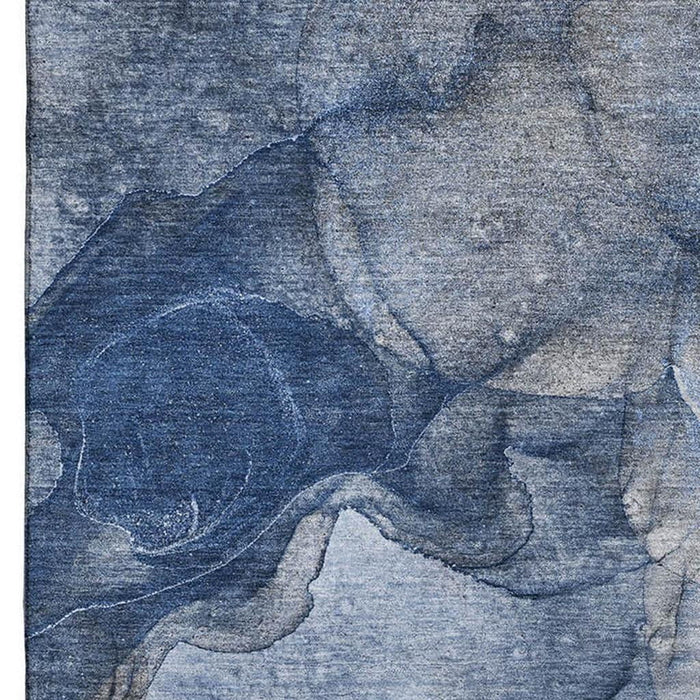 10' X 14' Abstract Washable Area Rug With UV Protection (647416) - Navy Blue / Ivory