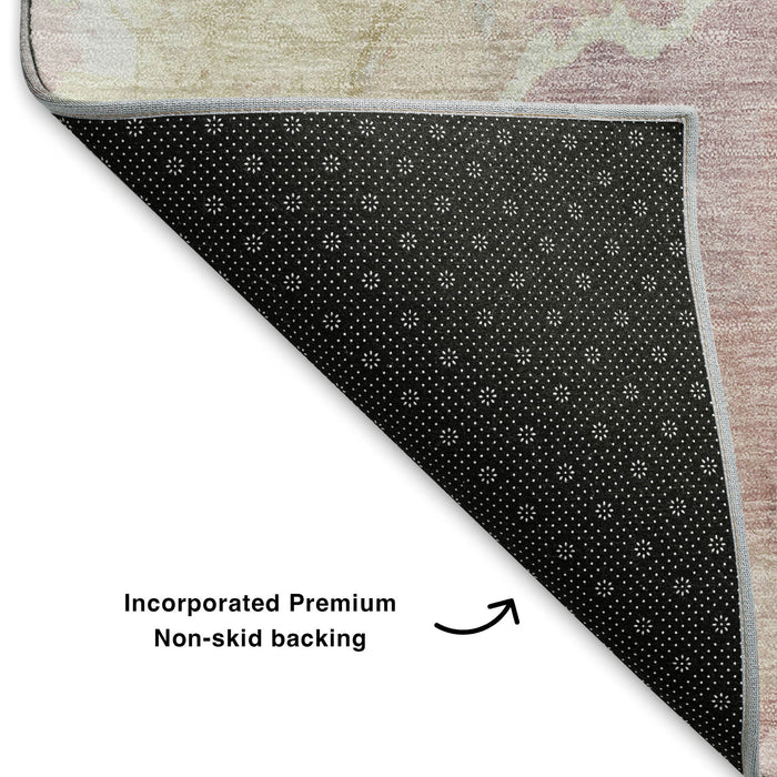 10' X 14' Abstract Washable Area Rug With UV Protection (701329) - Pink / Beige