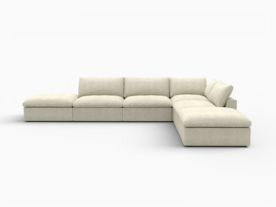 160" 2 Piece Living Room Set Blend Modular Sofa With Ottoman Storage - Khaki