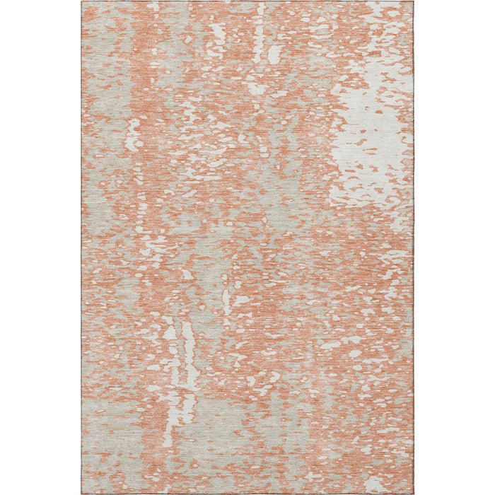 10' X 14' Abstract Washable Area Rug With UV Protection (675432) - Coral / Taupe / Ivory