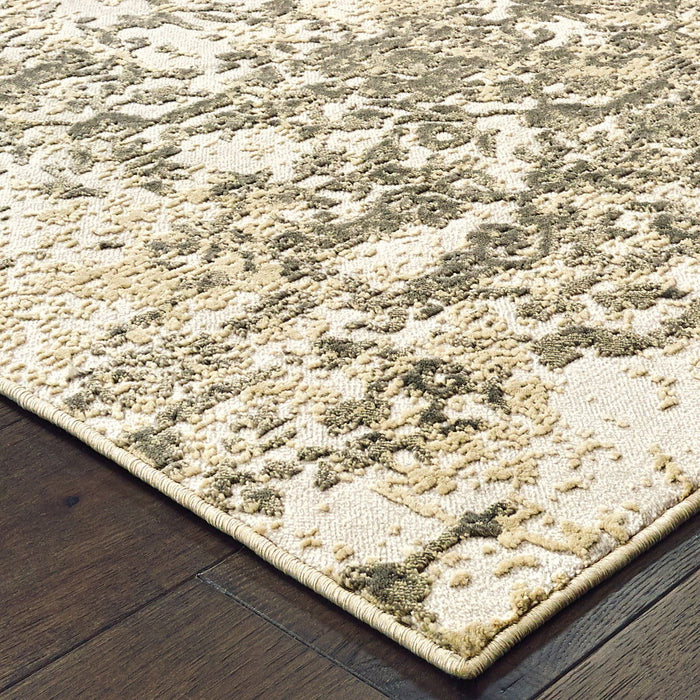 6' x 9' Abstract Power Loom Stain Resistant Area Rug - Gray And Gold