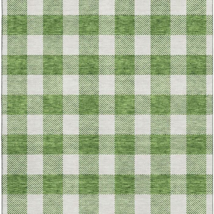 10' X 14' Plaid Washable Area Rug With UV Protection (673381) - Green / Ivory