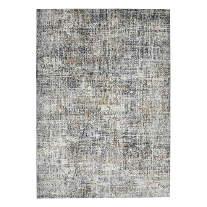 10' x 14' Abstract Power Loom Area Rug - Ivory Navy And Gray