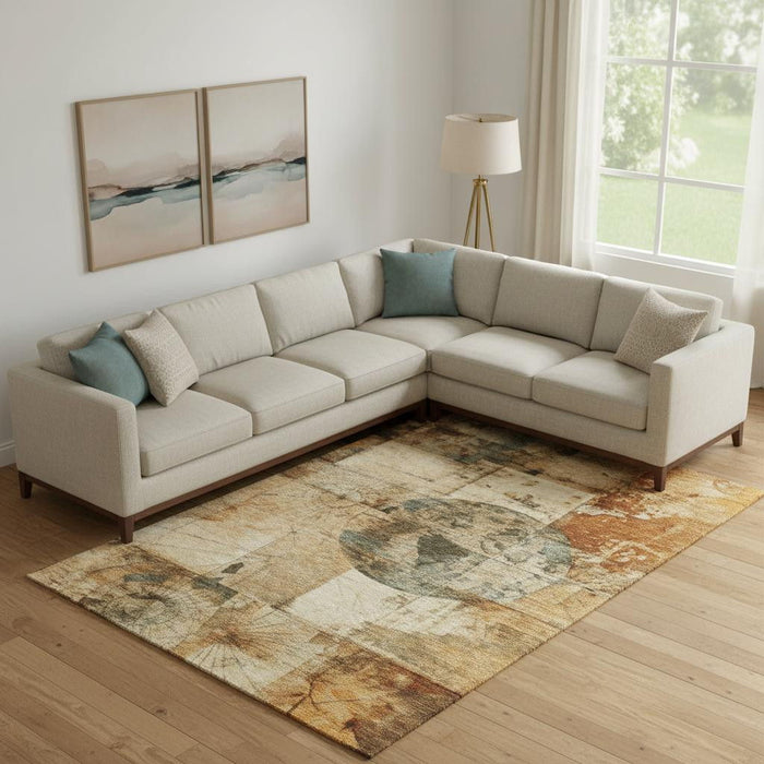 10' X 14' Geometric Washable Area Rug With UV Protection (707653) - Beige / Gray / Rust