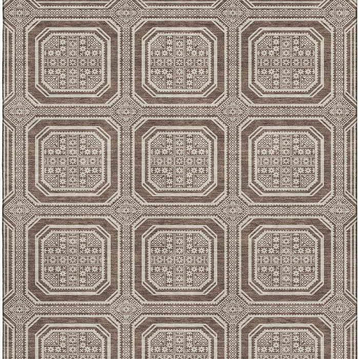 10' X 14' Geometric Washable Area Rug With UV Protection (693780) - Brown / Beige / Taupe