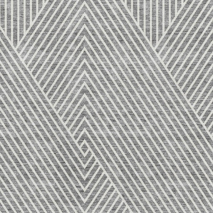 10' X 14' Geometric Washable Area Rug With UV Protection (674658) - Gray / Ivory