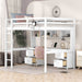 Giga loft bed with desk, cabinets, drawers, charging station, and bedside tray offering organized space and modern design.
