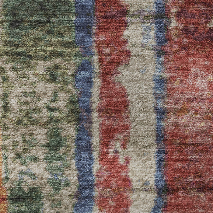 10' X 14' Striped Washable Area Rug With UV Protection (707797) - Beige / Orange / Blue