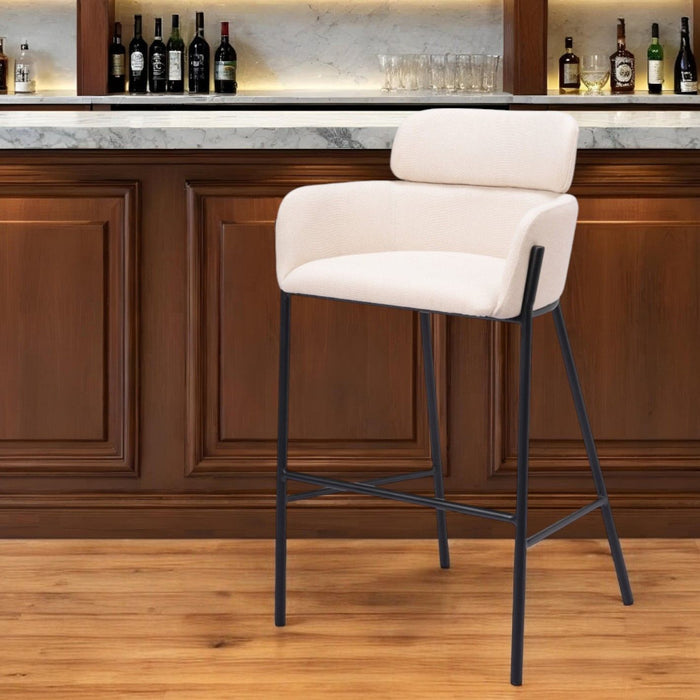 Fabric And Steel Bar Height Bar Chair - Beige And Black