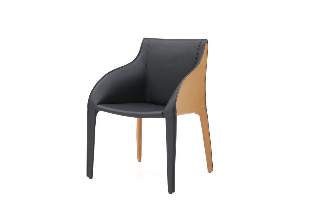 Faux Leather Dining Arm Chair - Black / Brown