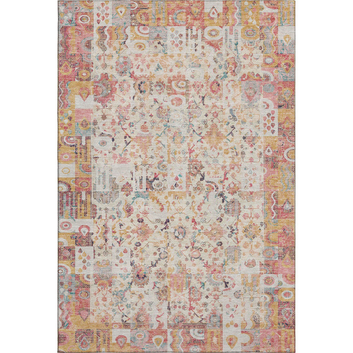 10' X 14' Patchwork Washable Area Rug With UV Protection (717773) - Pink / Ivory