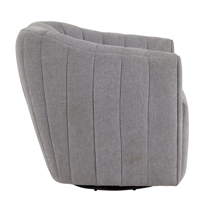 Finley - Upholstered Contemporary Swivel Accent Chair - Black Metal