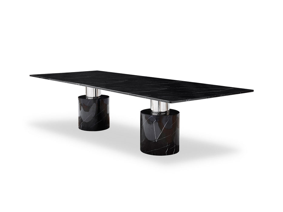 180" Marble Double Pedestal Base Dining Table - Black