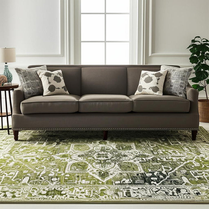 6' X 8' Tribal Washable Area Rug With UV Protection (609877) - Green / Beige