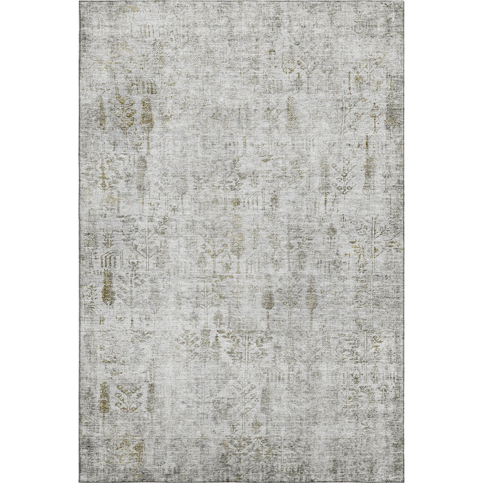 10' X 14' Floral Washable Area Rug With UV Protection (684136) - Silver / Ivory / Beige